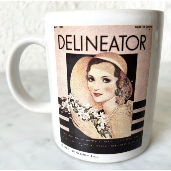Delineator Mug 1931 Art Deco Fashion Magazine Cover Vintage Coffee Cup Butterick - Picture 1 of 8